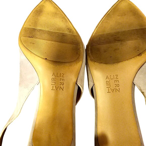 Naturalizer Womens Embroidered Slingback Kitten Heel Shoes Beige & Blue Floral S - Picture 6 of 7